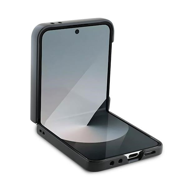 Etui do Samsung Galaxy Z Flip7 FE F761 / Z Flip6 F741, Karl Lagerfeld, Saffiano Monogram Karl's Head Metal, Czarne