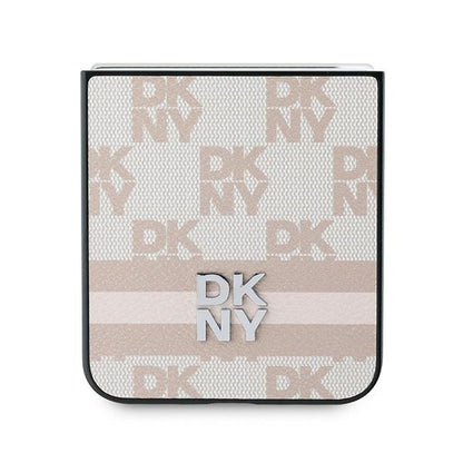 Etui na Samsung Galaxy Z Flip7 FE F761 / Z Flip6 F741, DKNY, Wzór w kratę, Różowy