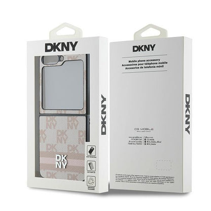 Etui na Samsung Galaxy Z Flip7 FE F761 / Z Flip6 F741, DKNY, Wzór w kratę, Różowy