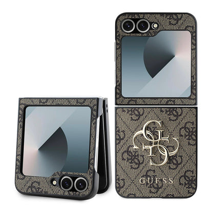 Case for Samsung Galaxy Z Flip7 FE F761 / Z Flip6 F741, Guess, 4G Metal Logo, Brown
