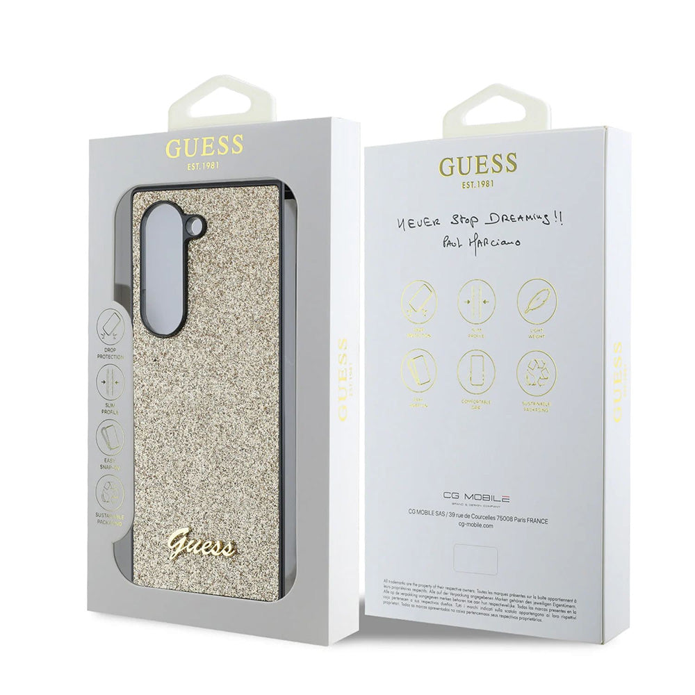 Etui na Samsung Galaxy Z Fold6 F956, Guess, Glitter Script, Złote