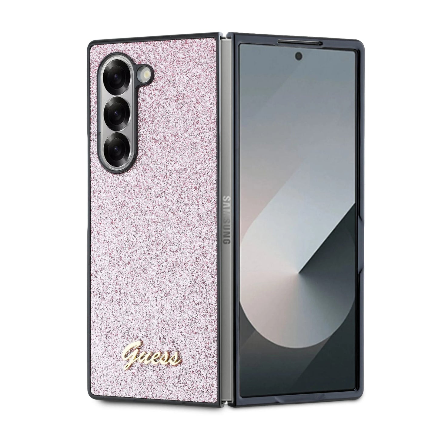Etui na Samsung Galaxy Z Fold6 F956, Guess, Glitter Script, Różowy