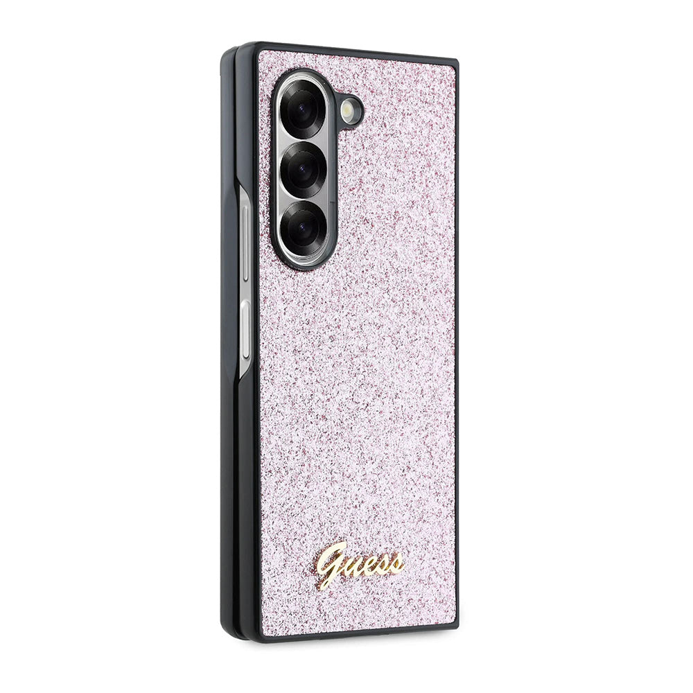 Etui na Samsung Galaxy Z Fold6 F956, Guess, Glitter Script, Różowy