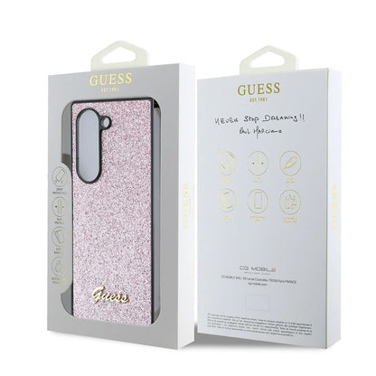 Etui na Samsung Galaxy Z Fold6 F956, Guess, Glitter Script, Różowy