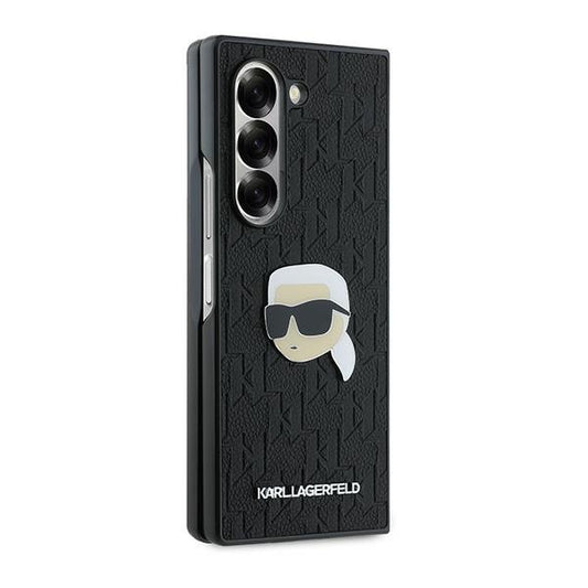 Etui do Samsung Galaxy Z Fold6 F956, Karl Lagerfeld, Saffiano Monogram Karl's Head Metal, Czarne