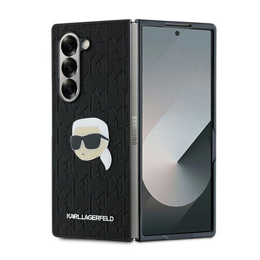 Etui do Samsung Galaxy Z Fold6 F956, Karl Lagerfeld, Saffiano Monogram Karl's Head Metal, Czarne