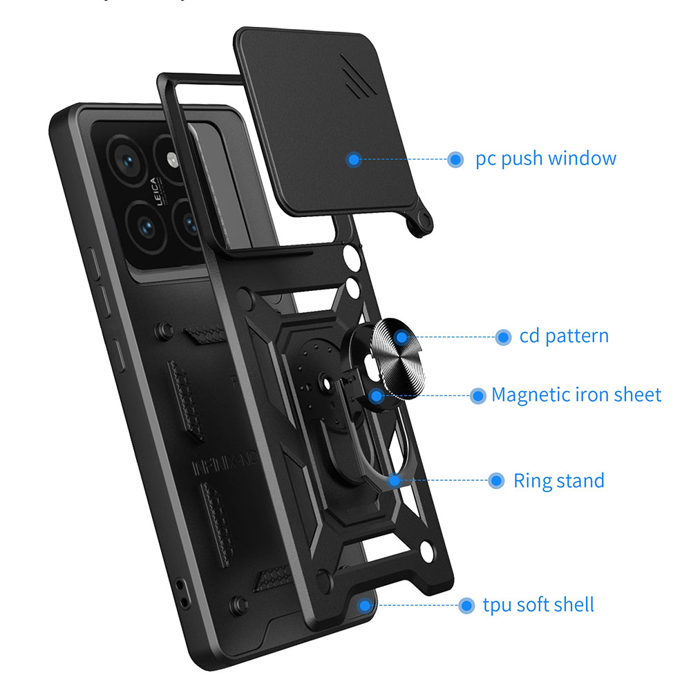 Case for Xiaomi 14T, Techsuit, CamShield, Black