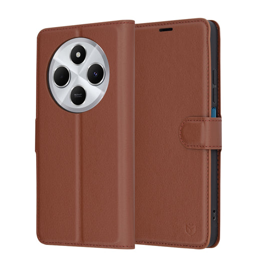 Etui na Xiaomi Poco C75 / Redmi 14C, Techsuit, Leather Folio, Brązowe