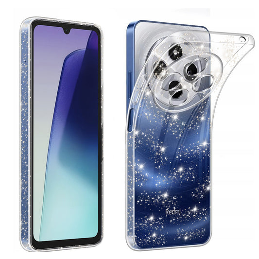 Case for Xiaomi Poco C75 / Redmi 14C, Techsuit, SparkleSkin, Transparent