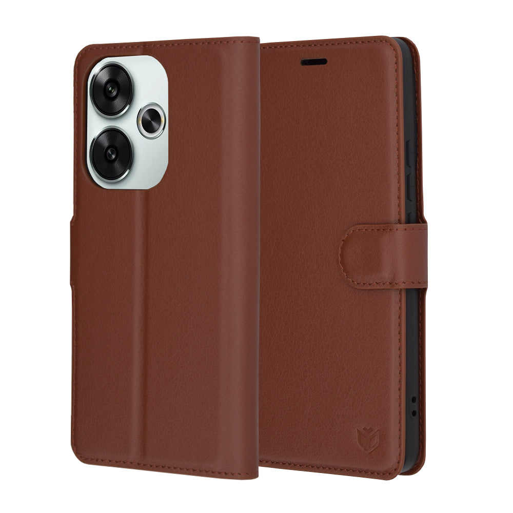 Etui na Xiaomi Poco F6, Techsuit, Leather Folio, Brązowy