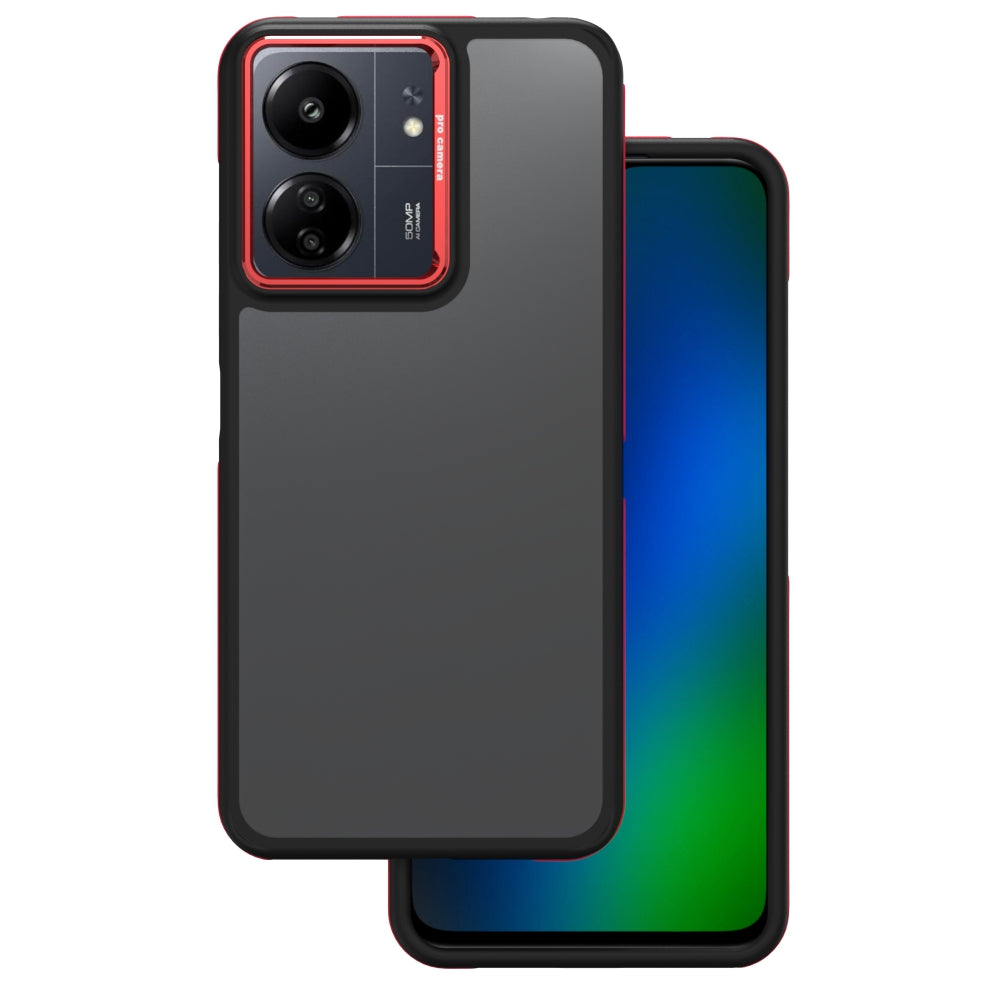 Case for Xiaomi Poco M6 / Redmi 13C 5G, OEM, Crystal Black, Red