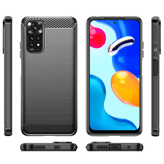 Etui na Xiaomi Redmi Note 11S / Note 11, Techsuit, Carbon, Czarny