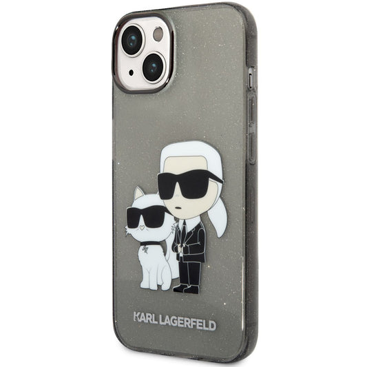 Etui na Apple iPhone 14 Plus, Karl Lagerfeld, IML Glitter Karl and Choupette NFT, czarne