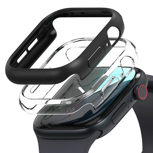Etui Ringke Slim do Apple Watch Series 10 / 11 46mm, Zestaw 2 sztuki, Czarny Mat / Przezroczysty
