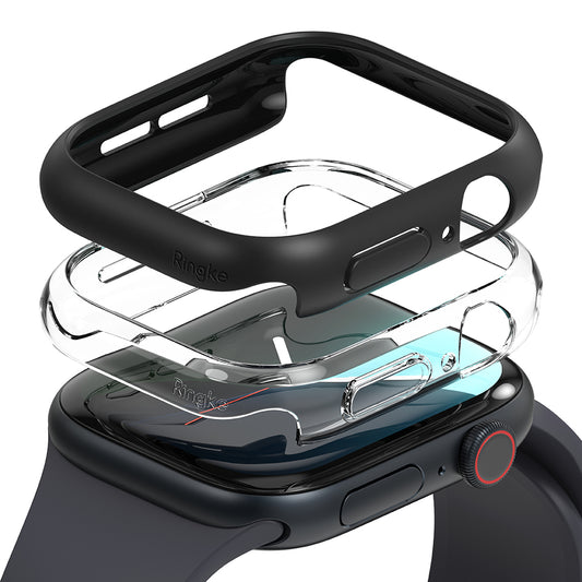 Etui Ringke Slim do Apple Watch Series 10 / 11 46mm, Zestaw 2 sztuki, Czarny Mat / Przezroczysty