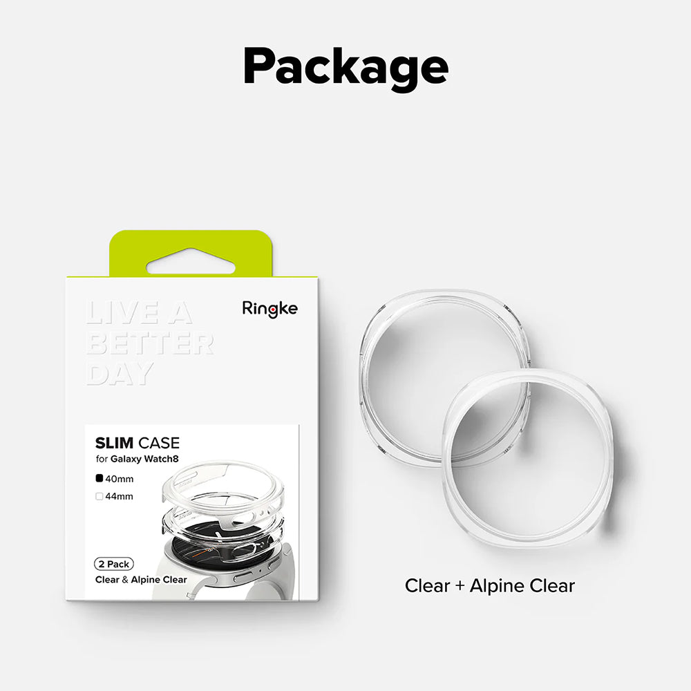 Etui Ringke Slim do Samsung Galaxy Watch8 40mm, Zestaw 2 sztuki, Przezroczyste