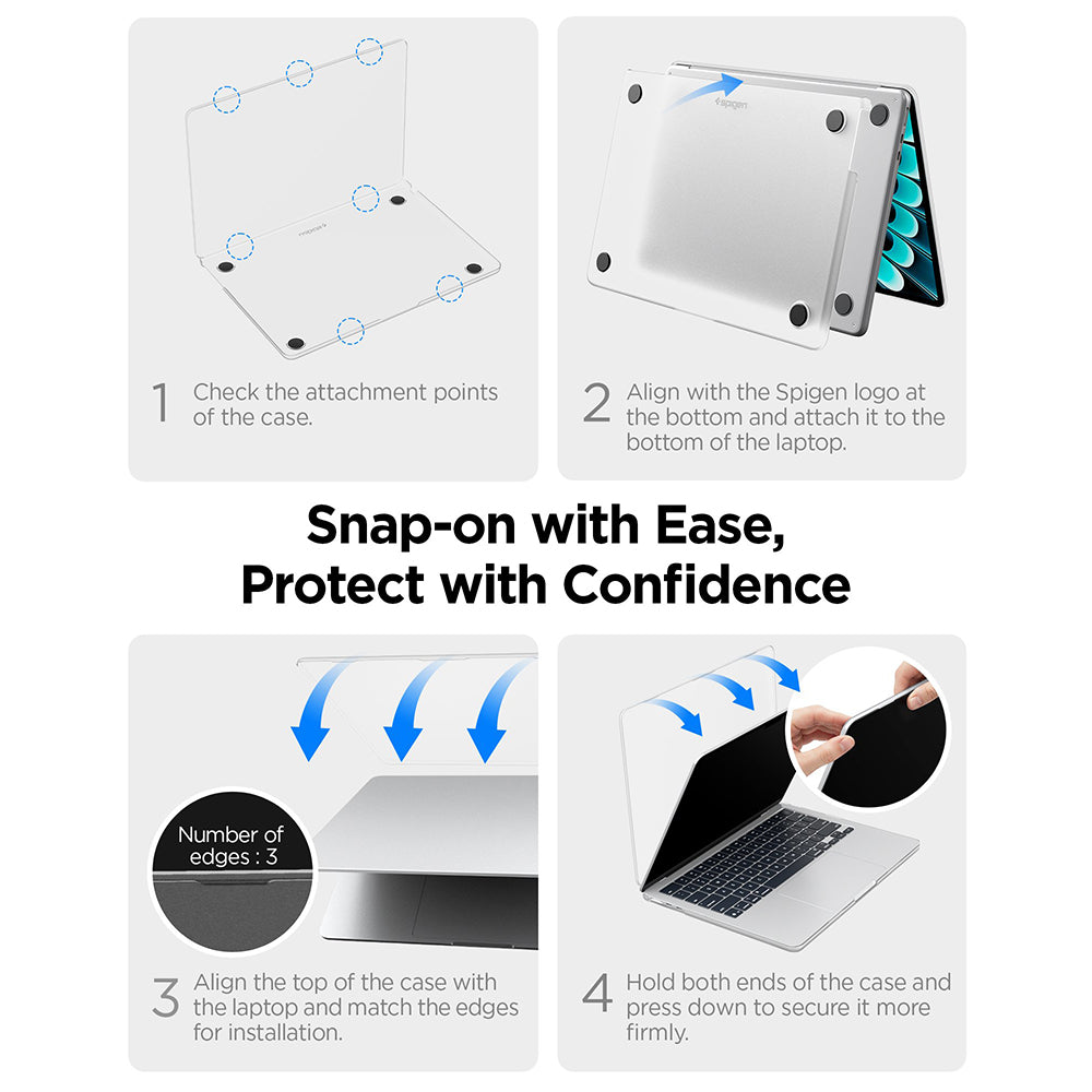 Spigen Airskin Case for Apple MacBook Air 13inch (2026) / (2025) / (2024) / (2022), Satin Black ACS11531