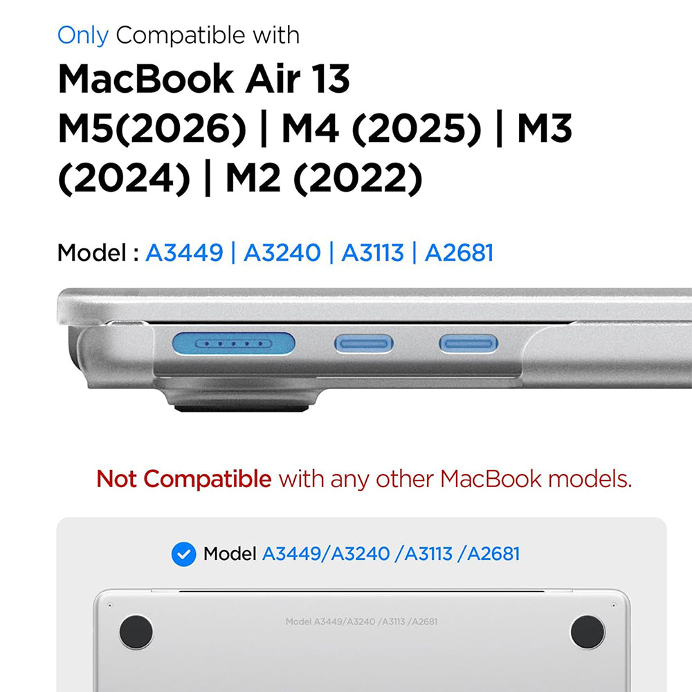 Spigen Airskin Case for Apple MacBook Air 13inch (2026) / (2025) / (2024) / (2022), Satin Transparent ACS11530
