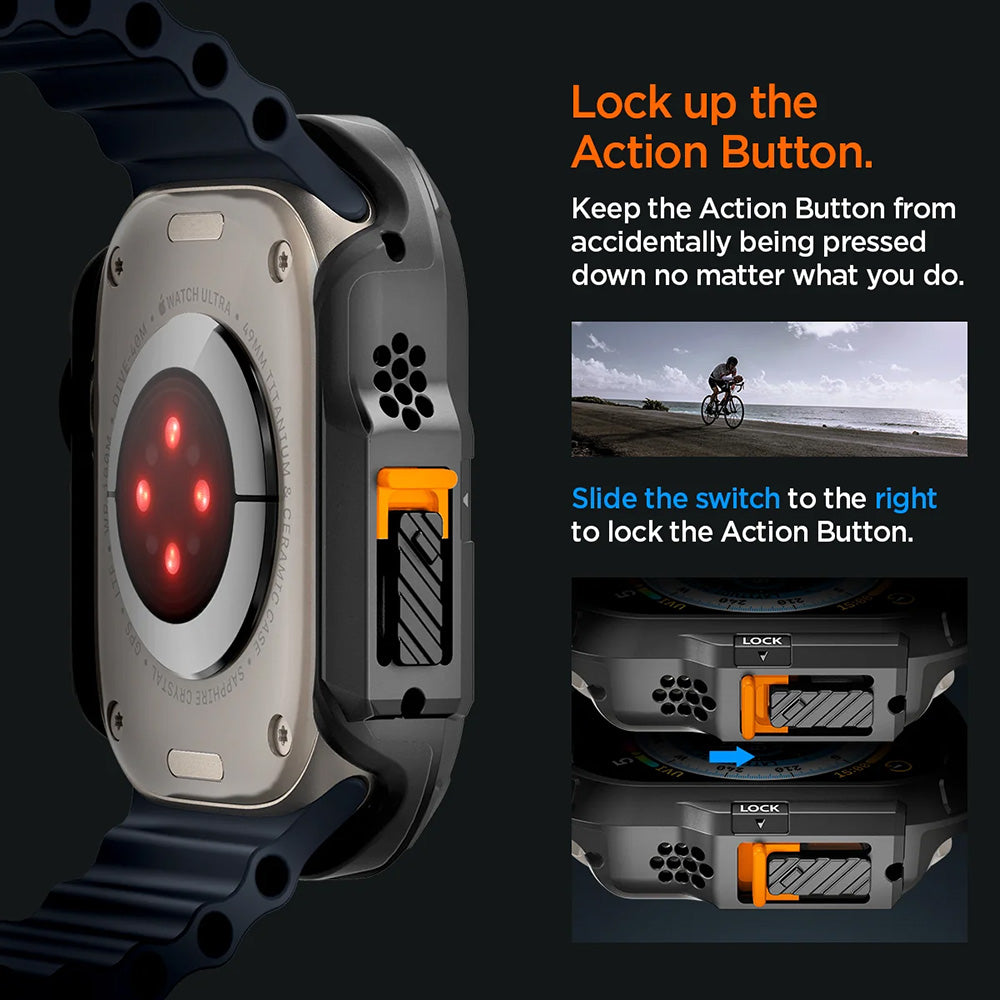 Etui Spigen Lock Fit do Apple Watch Ultra Series, Czarny Mat ACS06208
