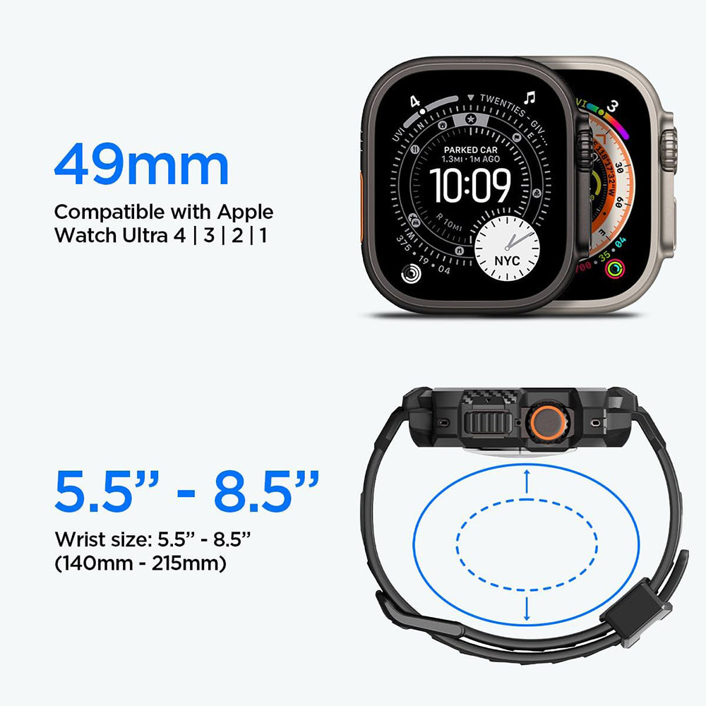 Spigen Rugged Armor Pro Case with Screen Protector for Apple Watch Ultra Series, Black ACS12053