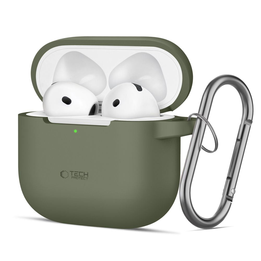 Etui Tech-Protect Silicone Hook dla Apple AirPods 4, Zielone