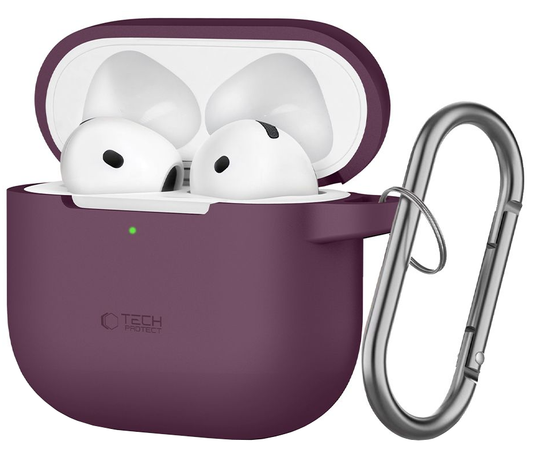 Etui Tech-Protect Silicone Hook do Apple AirPods 4 / AirPods 5, bordowe.