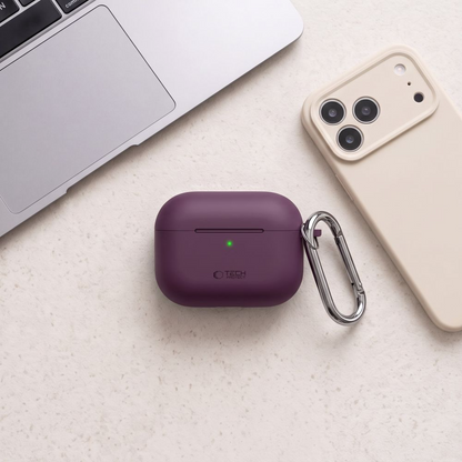 Etui Tech-Protect Silicone Hook do Apple AirPods Pro 3, bordowe