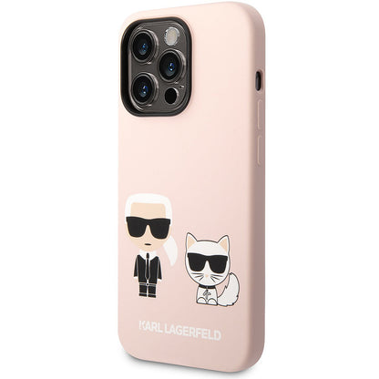 Etui MagSafe dla Apple iPhone 14 Pro, Karl Lagerfeld, Silikonowe Etui Karl & Choupette, Różowe