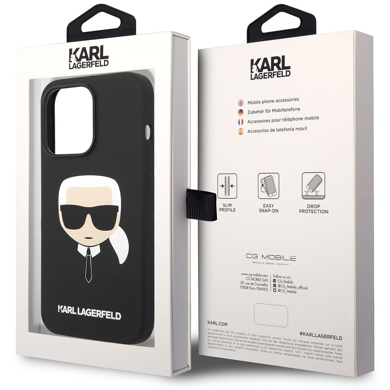 Etui MagSafe dla Apple iPhone 14 Pro, Karl Lagerfeld, Silicone Karl Head, Czarne