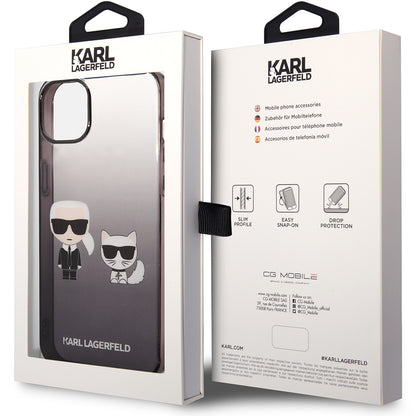 Etui na Apple iPhone 14 Plus, Karl Lagerfeld, Gradient Karl & Choupette, Czarne