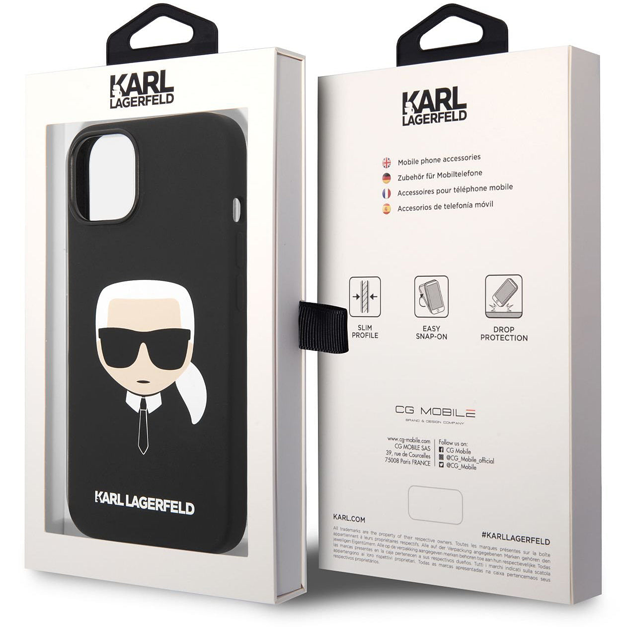 Etui MagSafe do Apple iPhone 14 Plus, Karl Lagerfeld, Liquid Silicone Karl Head, czarne