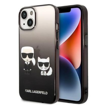 Etui na Apple iPhone 14 Plus, Karl Lagerfeld, Gradient Karl & Choupette, Czarne