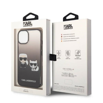 Etui na Apple iPhone 14 Plus, Karl Lagerfeld, Gradient Karl & Choupette, Czarne