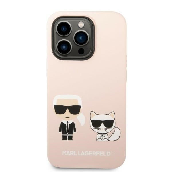 Etui MagSafe dla Apple iPhone 14 Pro, Karl Lagerfeld, Silikonowe Etui Karl & Choupette, Różowe
