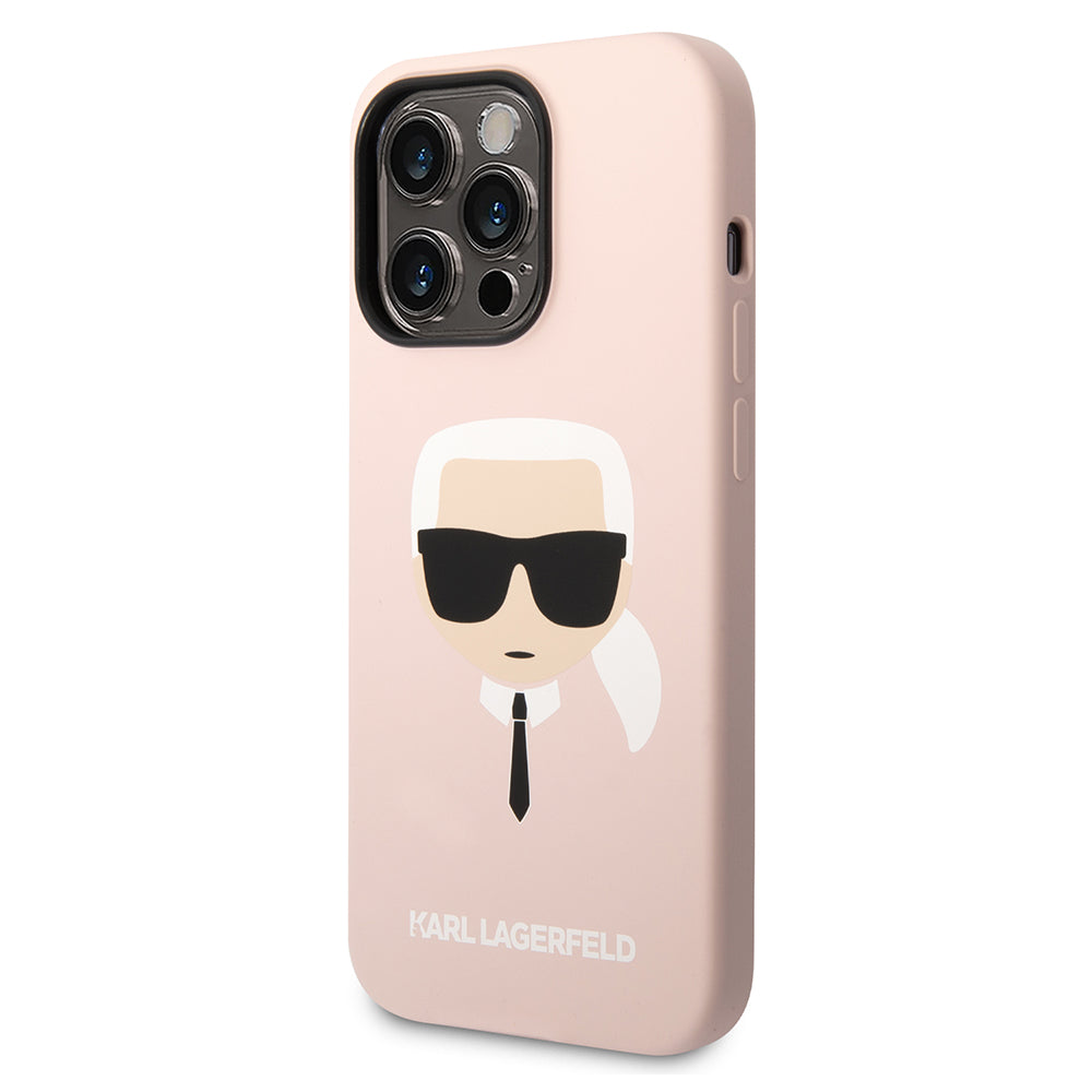 Etui MagSafe dla Apple iPhone 14 Pro, Karl Lagerfeld, Silicone Karl Head, Różowy