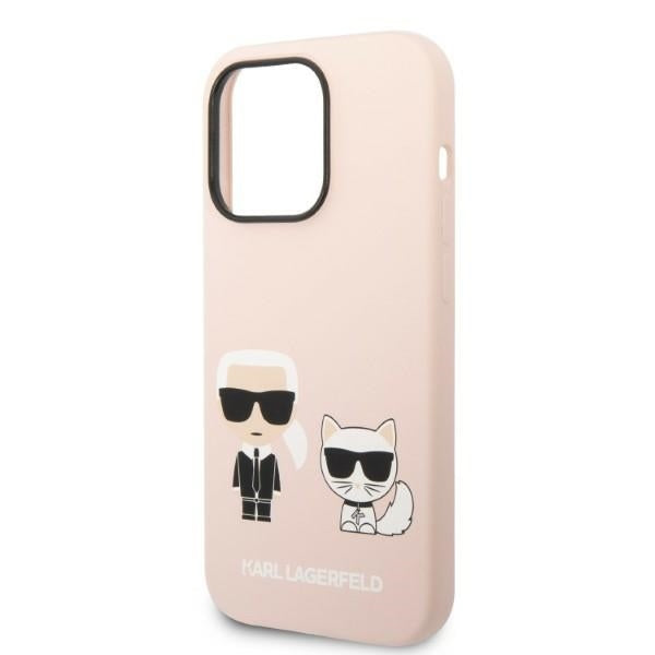 Etui MagSafe dla Apple iPhone 14 Pro Max, Karl Lagerfeld, Silikonowe Etui Karl & Choupette, Różowe