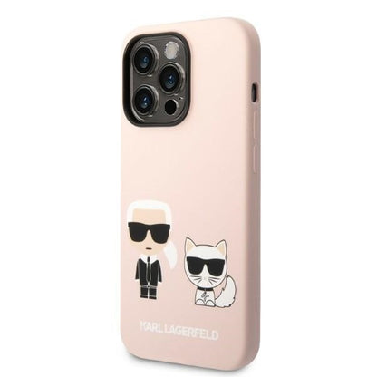 Etui MagSafe dla Apple iPhone 14 Pro Max, Karl Lagerfeld, Silikonowe Etui Karl & Choupette, Różowe