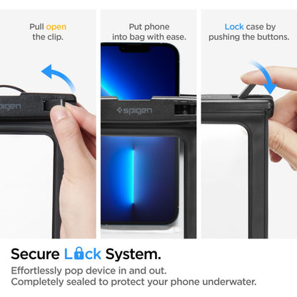 Uniwersalne Etui Wodoodporne na Telefon 3.5inch - 7inch, Spigen, A601, Czarne AMP04525