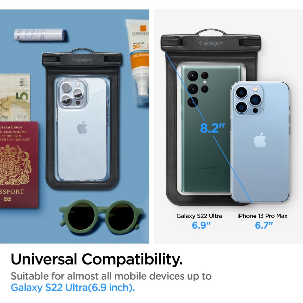 Uniwersalne Etui Wodoodporne na Telefon 3.5inch - 7inch, Spigen, A601, Czarne AMP04525