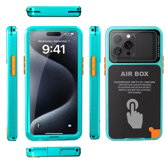 Uniwersalne wodoodporne etui na telefon do 6,1 cala, ShellBox, AirBox, niebieskie