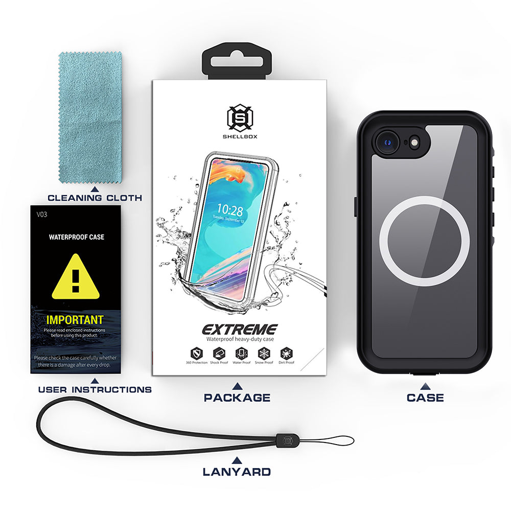 Wodoodporne etui MagSafe do Apple iPhone 17e / 16e, Techsuit, Shellbox, czarne