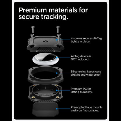 Etui Waterproof Spigen Tough Armor dla Apple AirTag, Czarne ACS09781