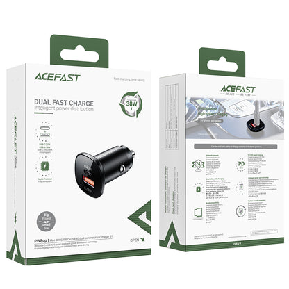 Ładowarka samochodowa Acefast B1, 38W, 3A, 1 x USB-A - 1 x USB-C, Czarna