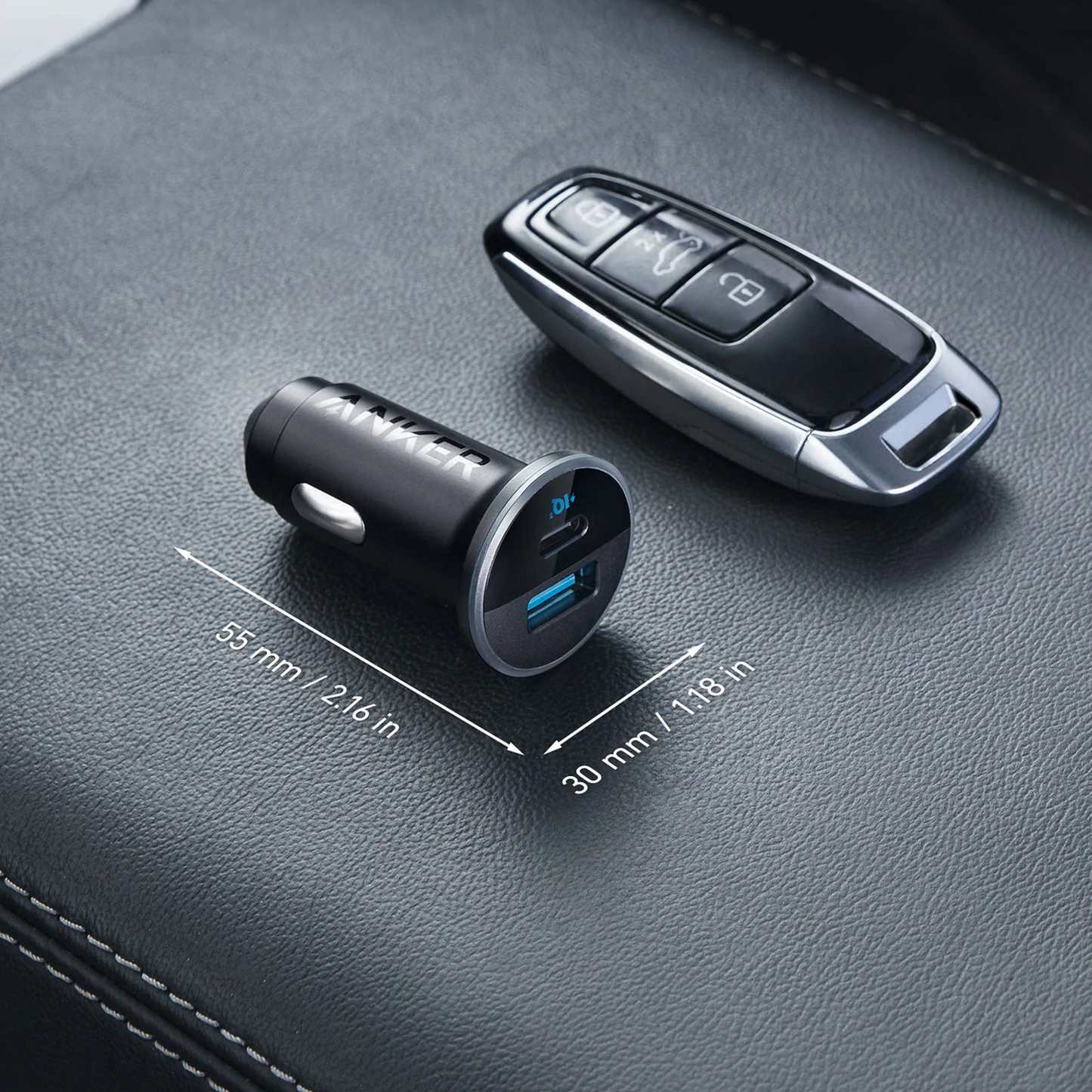 Anker 323 Car Charger, 52.5W, 3A, 1 x USB-A - 1 x USB-C, Black, Resealed A2735G11