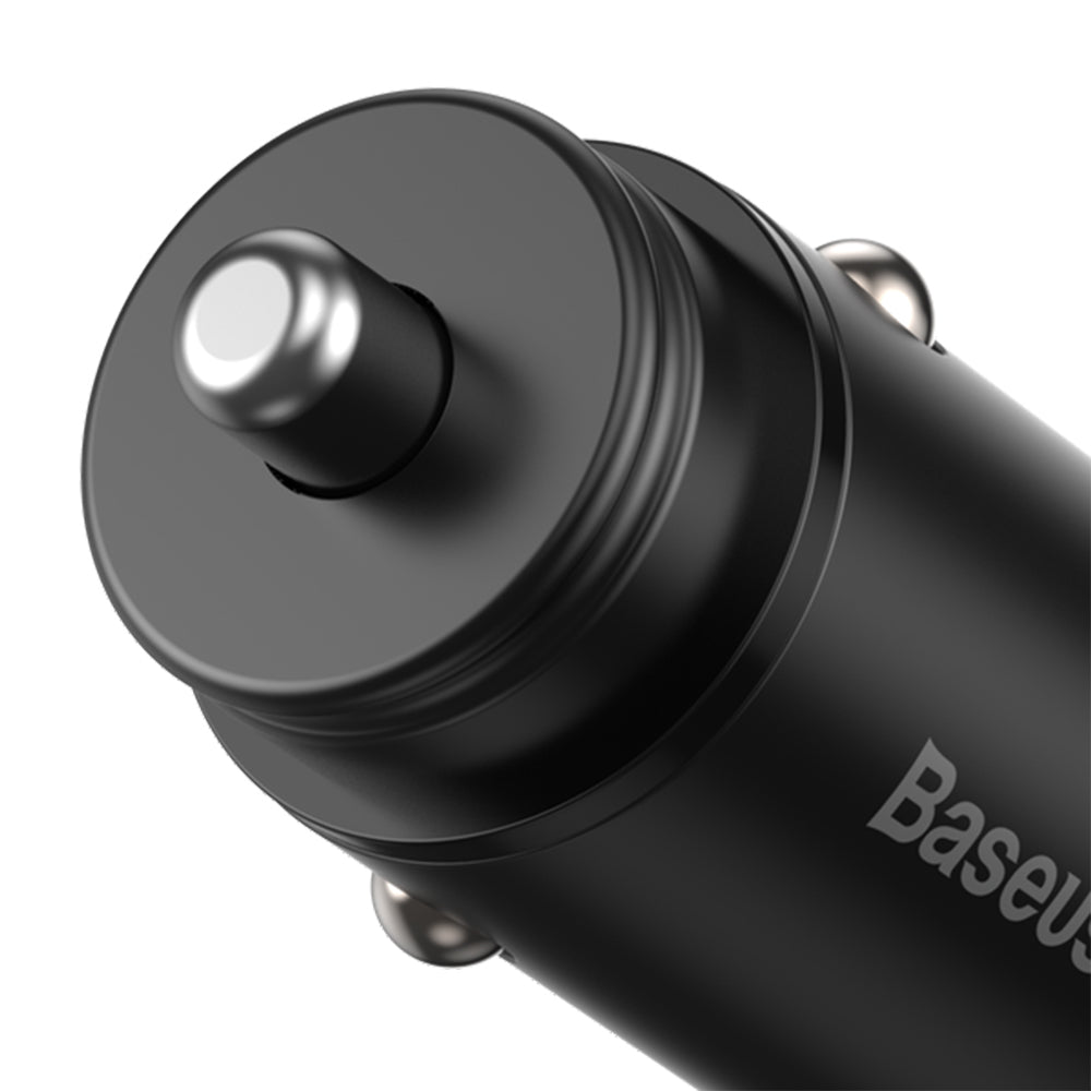 Ładowarka samochodowa Baseus Circular Metal, 30W, 5A, 1 x USB-A - 1 x USB-C, Czarna