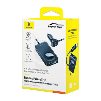 Baseus PrimeTrip VW1 Car Charger, 105W, 3A, 3 x USB-A - 2 x USB-C, Black C00069000121-00