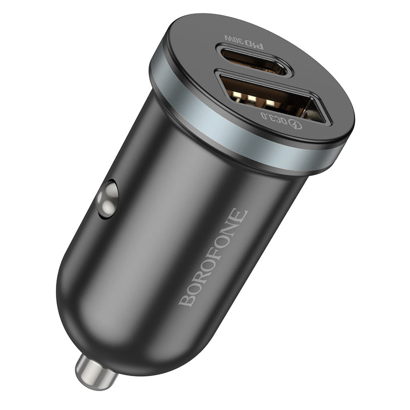 Ładowarka samochodowa Borofone BZ22 Scenery, 30W, 3A, 1 x USB-A - 1 x USB-C, czarna 