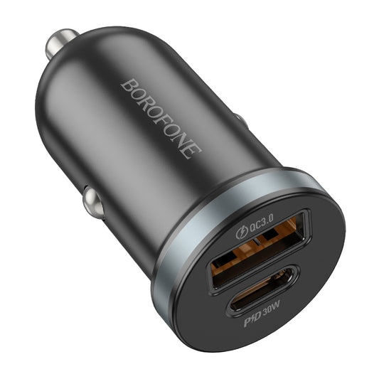 Ładowarka samochodowa Borofone BZ22 Scenery, 30W, 3A, 1 x USB-A - 1 x USB-C, czarna 