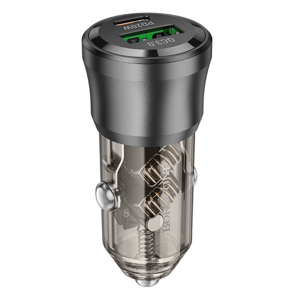 Ładowarka samochodowa Borofone BZ25 Journey, 38W, 3A, 1 x USB-A - 1 x USB-C, Czarna