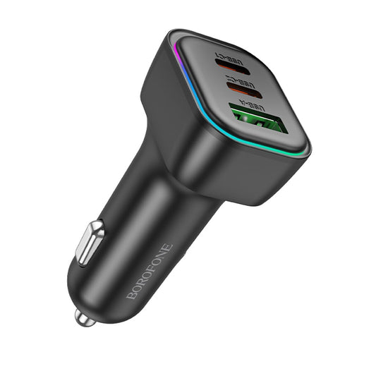 Ładowarka samochodowa Borofone BZ28C Trophie, 60W, 3A, 1 x USB-A, 2 x USB-C, Czarna